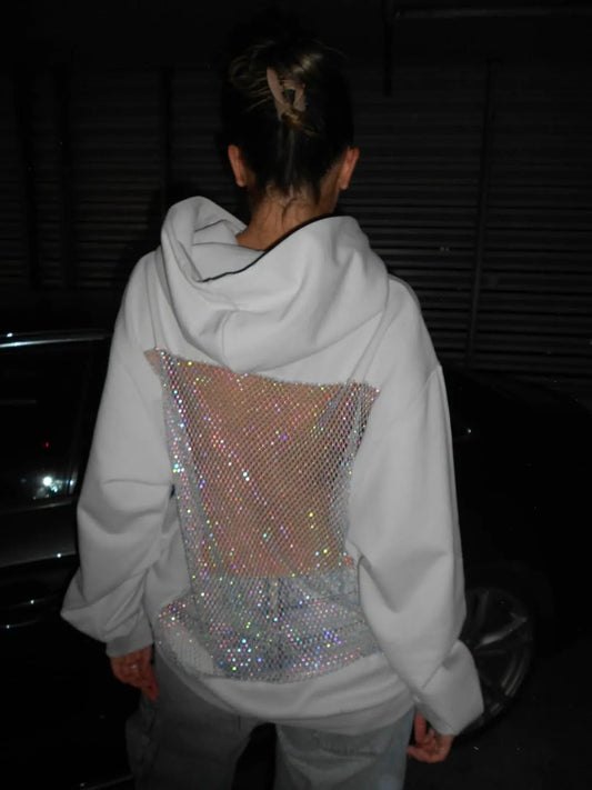 Luna Rhinestone Mesh Hoodie