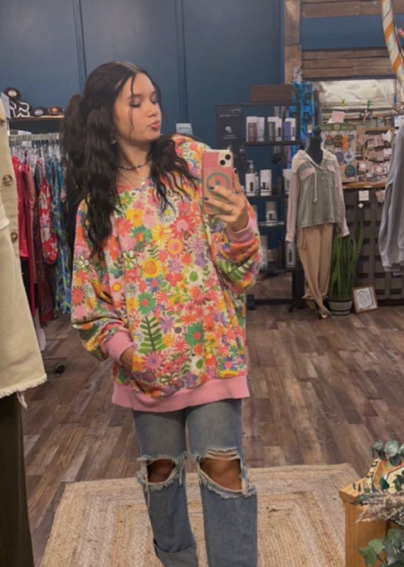 Viral Rainbow Floral Hoodie