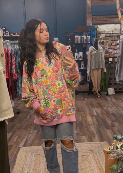 Viral Rainbow Floral Hoodie