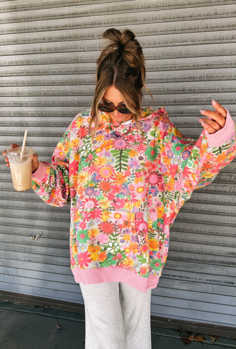 Viral Rainbow Floral Hoodie
