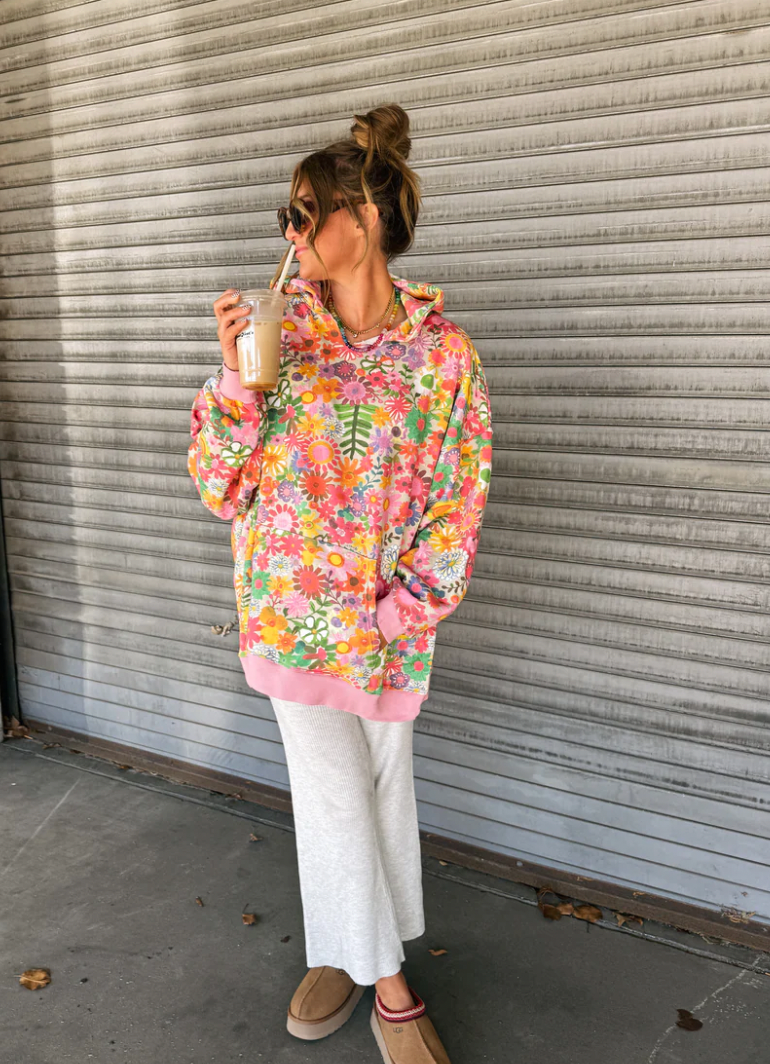 Viral Rainbow Floral Hoodie