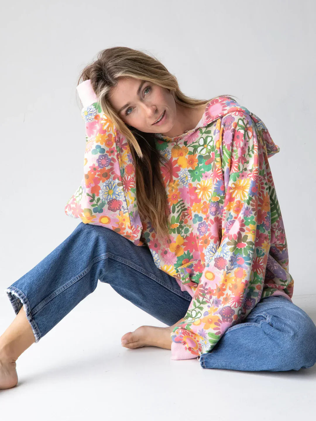 Viral Rainbow Floral Hoodie