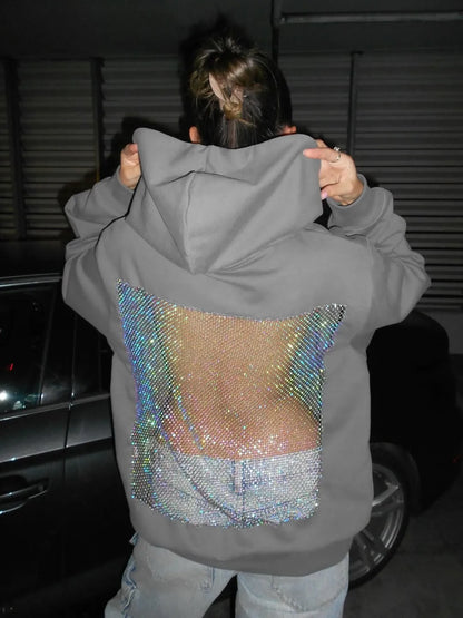 Luna Rhinestone Mesh Hoodie