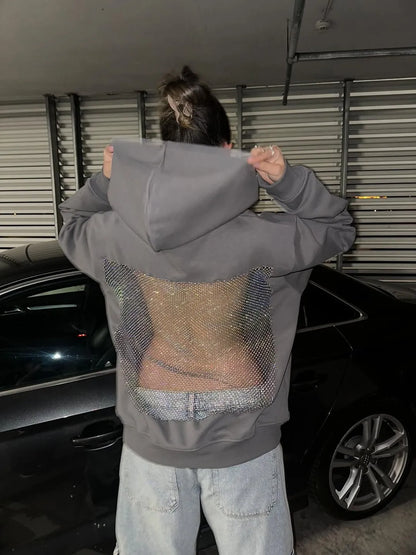 Luna Rhinestone Mesh Hoodie