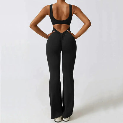 SculptFlow™ V-Back Flared Jumpsuit