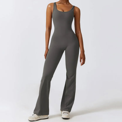 SculptFlow™ V-Back Flared Jumpsuit