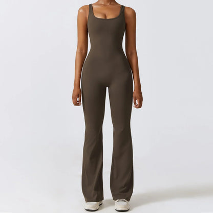 SculptFlow™ V-Back Flared Jumpsuit