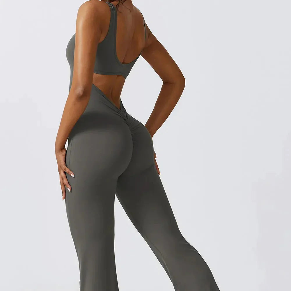 SculptFlow™ V-Back Flared Jumpsuit